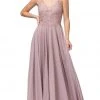 Dancing Queen - 2621 Embroidered Deep V-neck A-line Gown Formal Gowns