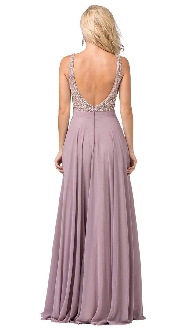 Dancing Queen - 2669 Bejeweled Sleeveless V Neck Low Scoop Back Gown Formal Gowns 4 Dancing Queen - 2669 Bejeweled Sleeveless V Neck Low Scoop Back Gown Formal Gowns