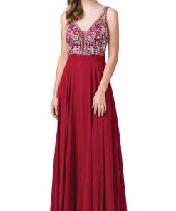 Dancing Queen - 2669 Bejeweled Sleeveless V Neck Low Scoop Back Gown Formal Gowns 11 Dancing Queen - 2669 Bejeweled Sleeveless V Neck Low Scoop Back Gown Formal Gowns