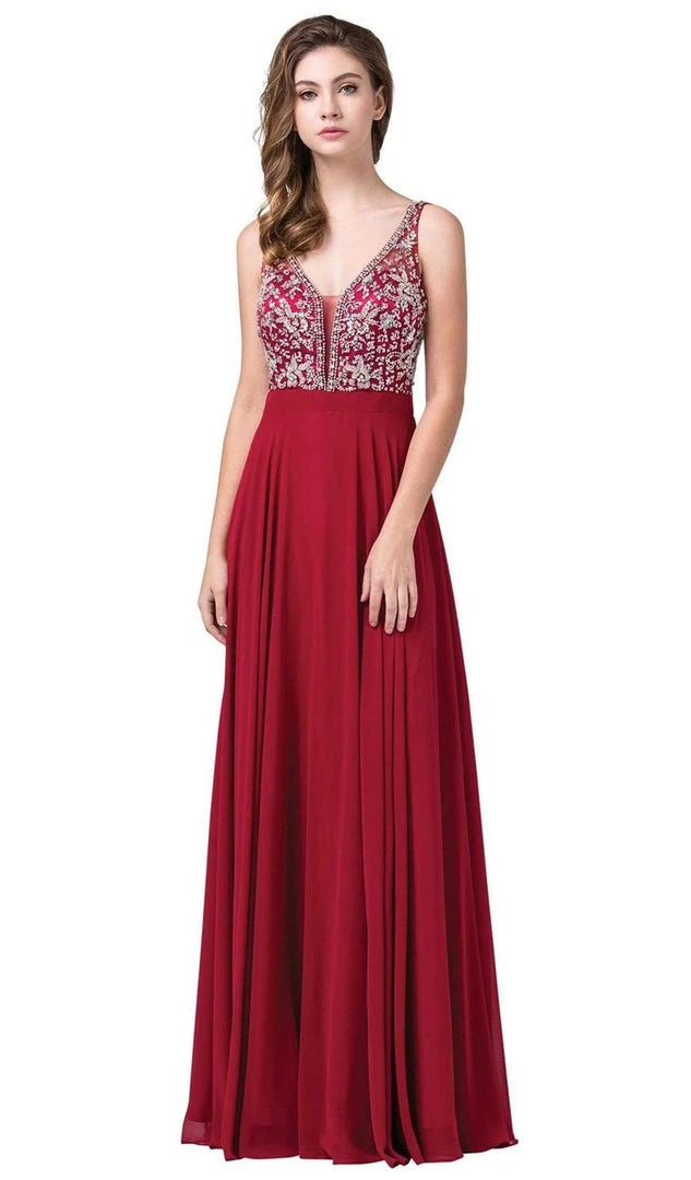 Dancing Queen - 2669 Bejeweled Sleeveless V Neck Low Scoop Back Gown Formal Gowns 5 Dancing Queen - 2669 Bejeweled Sleeveless V Neck Low Scoop Back Gown Formal Gowns