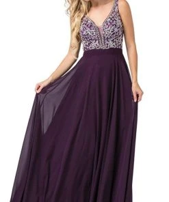 Dancing Queen - 2669 Bejeweled Sleeveless V Neck Low Scoop Back Gown Formal Gowns 15 Dancing Queen - 2669 Bejeweled Sleeveless V Neck Low Scoop Back Gown Formal Gowns