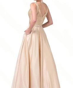 Dancing Queen - 2805 Plunging V-Neck A-Line Prom Gown Formal Gowns