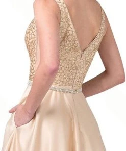 Dancing Queen - 2805 Plunging V-Neck A-Line Prom Gown Formal Gowns