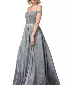 Dancing Queen - 2820 Beaded Off-Shoulder Pleated Ballgown Formal Gowns