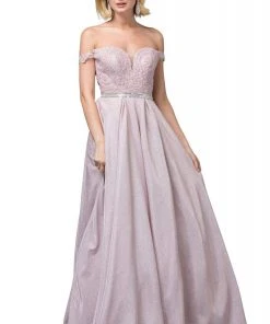 Dancing Queen - 2820 Beaded Off-Shoulder Pleated Ballgown Formal Gowns