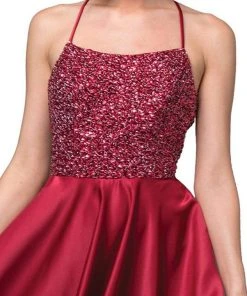 Dancing Queen - 2828 Embellished Halter A-line Gown