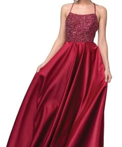 Dancing Queen - 2828 Embellished Halter A-line Gown