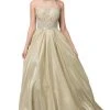 Dancing Queen - 2829 Embroidered Halter Neck Ballgown