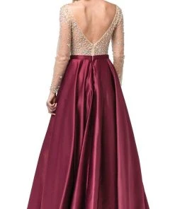 Dancing Queen - 2840 Long Sleeve Beaded Satin Dress Formal Gowns 7 Dancing Queen - 2840 Long Sleeve Beaded Satin Dress Formal Gowns