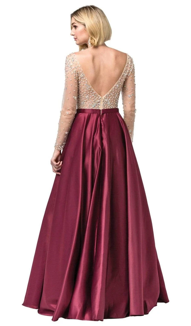 Dancing Queen - 2840 Long Sleeve Beaded Satin Dress Formal Gowns 5 Dancing Queen - 2840 Long Sleeve Beaded Satin Dress Formal Gowns