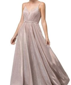 Dancing Queen - 2867 Sleeveless Plunging V-neck A-line Gown Formal Gowns