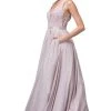 Formal Gowns Dancing Queen - 2880 Embroidered Deep V-neck Ballgown