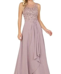 Dancing Queen - 2953 Embroidered Sleeveless Bodice A-Line Gown - 1 Pc Mocha In Size L Available Formal Gowns