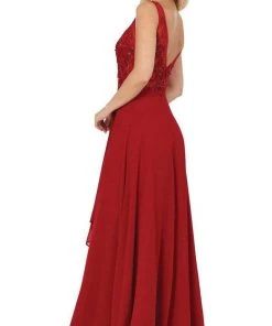 Dancing Queen - 2953 Embroidered Sleeveless Bodice A-Line Gown - 1 Pc Mocha In Size L Available Formal Gowns