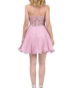 Dancing Queen - 3005 Scallop-Detailed Strapless Homecoming Dress Cocktail Dresses