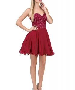 Dancing Queen - 3005 Scallop-Detailed Strapless Homecoming Dress Cocktail Dresses