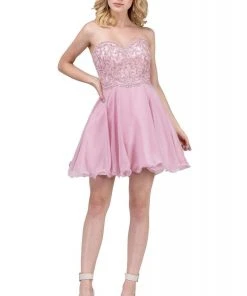 Dancing Queen - 3005 Scallop-Detailed Strapless Homecoming Dress Cocktail Dresses