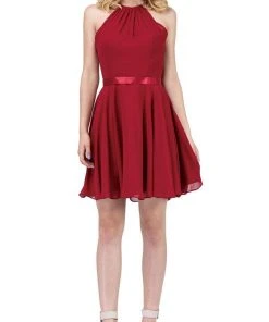 Dancing Queen - 3013 Halter Style Sleeveless Chiffon Cocktail Dress 16 Dancing Queen - 3013 Halter Style Sleeveless Chiffon Cocktail Dress