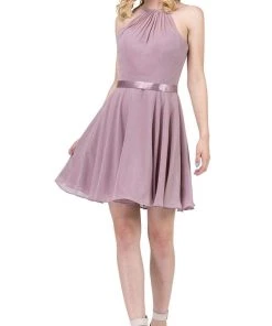 Dancing Queen - 3013 Halter Style Sleeveless Chiffon Cocktail Dress 14 Dancing Queen - 3013 Halter Style Sleeveless Chiffon Cocktail Dress