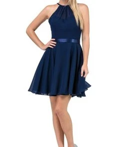 Dancing Queen - 3013 Halter Style Sleeveless Chiffon Cocktail Dress 15 Dancing Queen - 3013 Halter Style Sleeveless Chiffon Cocktail Dress