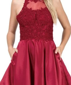 Dancing Queen - 3028 Halter A-Line Homecoming Cocktail Dress Cocktail Dresses