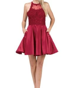 Dancing Queen - 3028 Halter A-Line Homecoming Cocktail Dress Cocktail Dresses