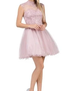 Dancing Queen - 3028 Halter A-Line Homecoming Cocktail Dress Cocktail Dresses