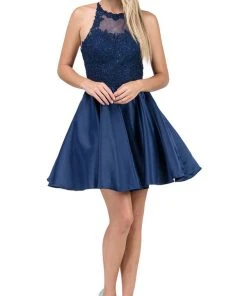 Dancing Queen - 3028 Halter A-Line Homecoming Cocktail Dress Cocktail Dresses