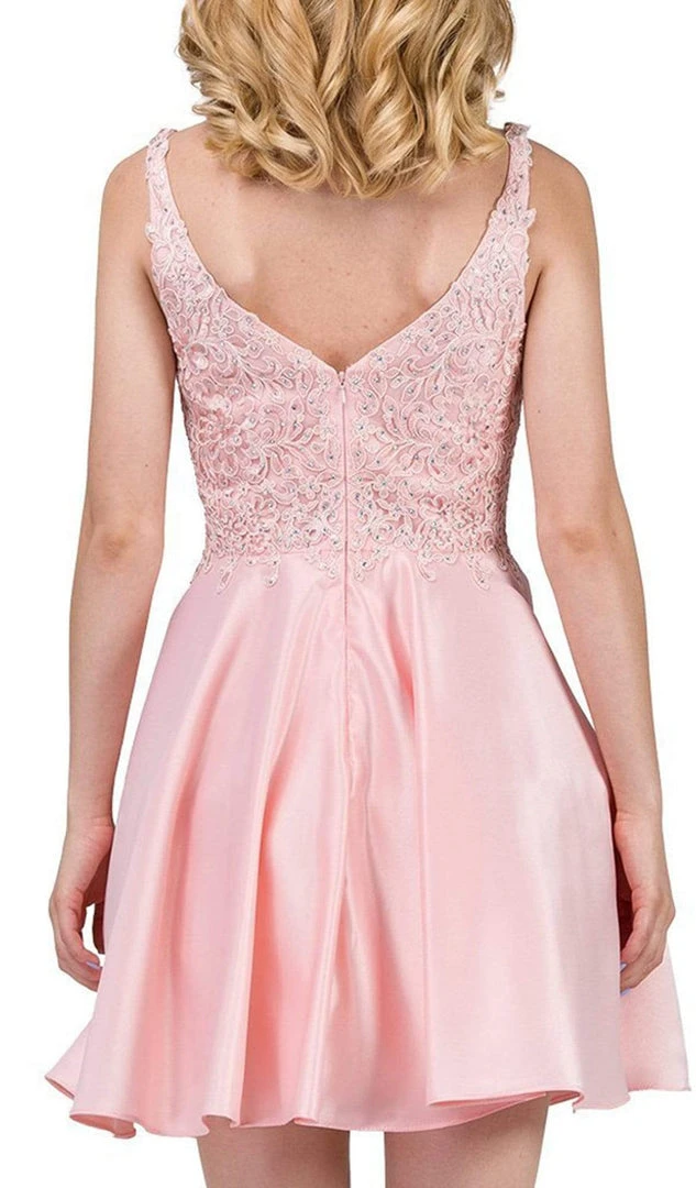 Dancing Queen - 3036 Sleeveless Beaded Lace V-neck Homecoming Dress Cocktail Dresses 6 Dancing Queen - 3036 Sleeveless Beaded Lace V-neck Homecoming Dress Cocktail Dresses