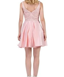 Dancing Queen - 3036 Sleeveless Beaded Lace V-neck Homecoming Dress Cocktail Dresses 14 Dancing Queen - 3036 Sleeveless Beaded Lace V-neck Homecoming Dress Cocktail Dresses