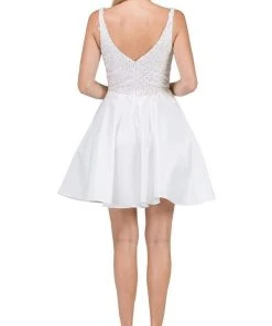 Dancing Queen - 3036 Sleeveless Beaded Lace V-neck Homecoming Dress Cocktail Dresses 21 Dancing Queen - 3036 Sleeveless Beaded Lace V-neck Homecoming Dress Cocktail Dresses