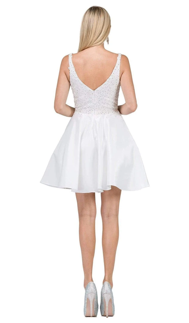 Dancing Queen - 3036 Sleeveless Beaded Lace V-neck Homecoming Dress Cocktail Dresses 12 Dancing Queen - 3036 Sleeveless Beaded Lace V-neck Homecoming Dress Cocktail Dresses