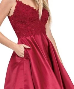 Cocktail Dresses Dancing Queen - 3037 Jeweled Lace Bodice Homecoming Dress