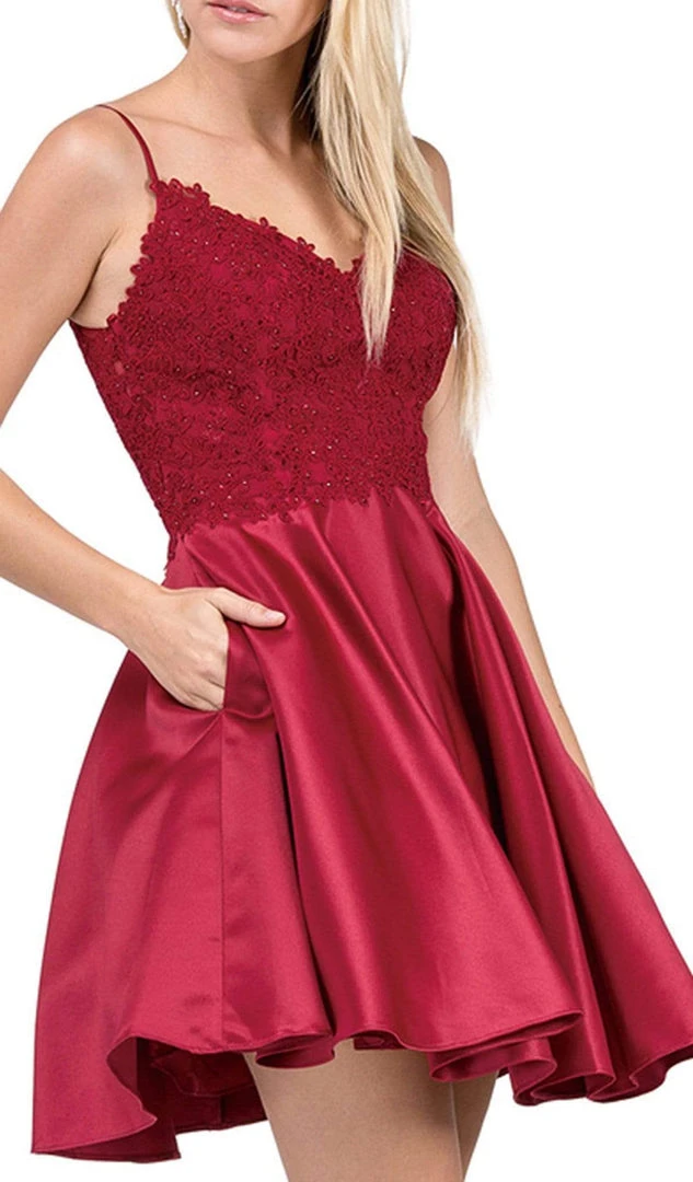 Cocktail Dresses Dancing Queen - 3037 Jeweled Lace Bodice Homecoming Dress 4 Cocktail Dresses Dancing Queen - 3037 Jeweled Lace Bodice Homecoming Dress