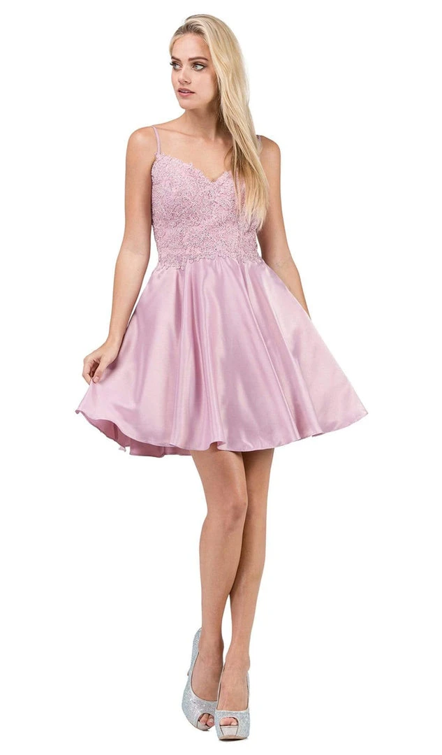 Cocktail Dresses Dancing Queen - 3037 Jeweled Lace Bodice Homecoming Dress 8 Cocktail Dresses Dancing Queen - 3037 Jeweled Lace Bodice Homecoming Dress
