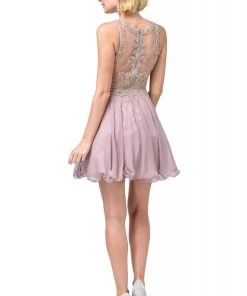 Dancing Queen - 3052 Embellished Halter A-line Cocktail Dress