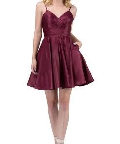 Cocktail Dresses Dancing Queen - 3059 Sleek Pleated Surplice Homecoming Dress 20 Cocktail Dresses Dancing Queen - 3059 Sleek Pleated Surplice Homecoming Dress
