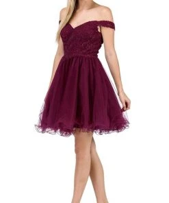 Dancing Queen - 3070 Beaded Lace Off Shoulder Cocktail Dress Cocktail Dresses