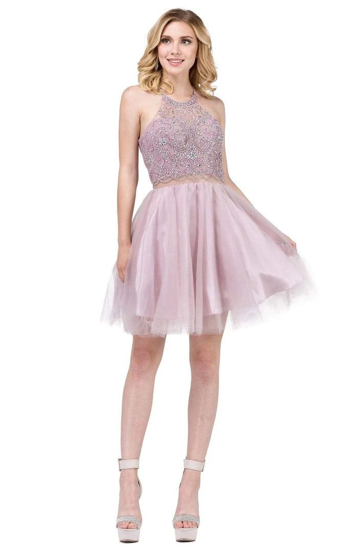 Dancing Queen - 3087 Embellished Halter A-Line Cocktail Dress 3 Dancing Queen - 3087 Embellished Halter A-Line Cocktail Dress