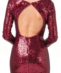 Dancing Queen - 3101 Sequined Long Sleeves Prom Dress