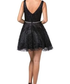 Cocktail Dresses Dancing Queen - 3103 Glitter Mesh Fit And Flare Cocktail Dress