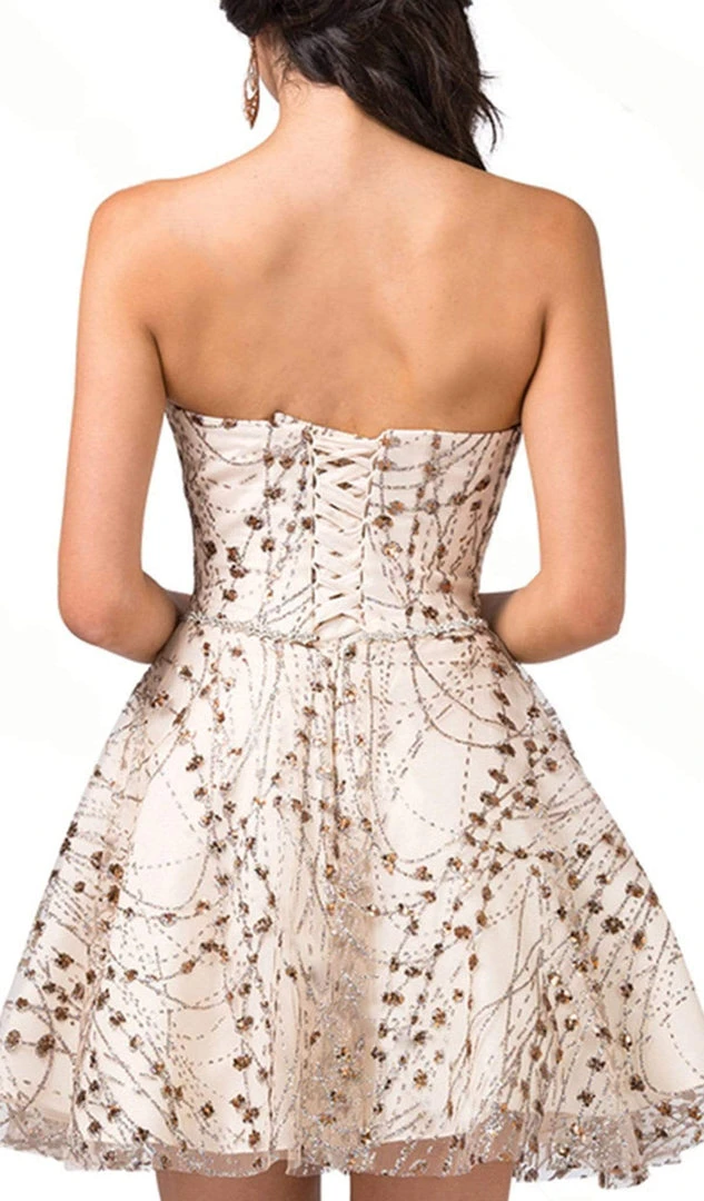 Cocktail Dresses Dancing Queen - 3107 Bead Embellished Strapless Prom Dress 6 Cocktail Dresses Dancing Queen - 3107 Bead Embellished Strapless Prom Dress