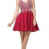 Dancing Queen - 3129 Embellished V-Neck A-Line Cocktail Dress Cocktail Dresses