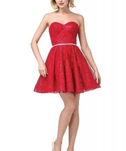 Cocktail Dresses Dancing Queen - 3136 Embellished Strapless Sweetheart A-line Dress