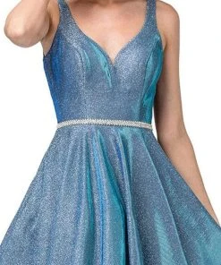 Dancing Queen - 3142 V-Neck Pleated A-Line Cocktail Dress Cocktail Dresses