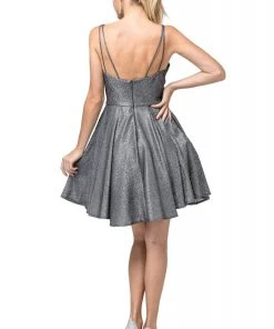 Cocktail Dresses Dancing Queen - 3144 Double Strap Sweetheart Neck A-Line Glitter Dress