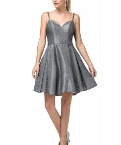 Cocktail Dresses Dancing Queen - 3144 Double Strap Sweetheart Neck A-Line Glitter Dress
