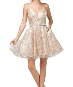 Dancing Queen - 3154 Trailing Glitter Motif A-Line Dress 12 Dancing Queen - 3154 Trailing Glitter Motif A-Line Dress