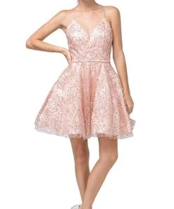 Dancing Queen - 3154 Trailing Glitter Motif A-Line Dress
