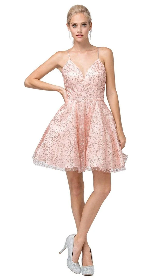 Dancing Queen - 3154 Trailing Glitter Motif A-Line Dress 3 Dancing Queen - 3154 Trailing Glitter Motif A-Line Dress